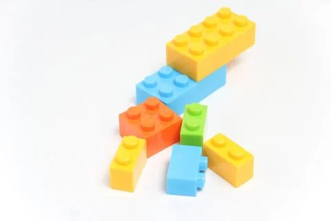 Colourful stack lego on isolated white background Stock Photos
