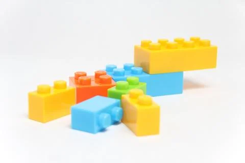 Colourful stack lego on isolated white background Stock Photos