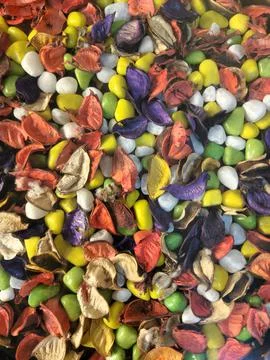 Colourful stone decorated on dining table Stock Photos