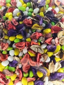 Colourful stone decorated on dining table Stock Photos