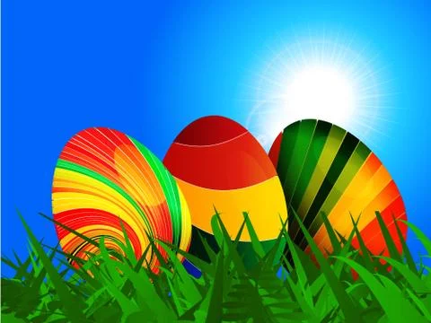 Colourful striped Easter eggs background Stock Illustration