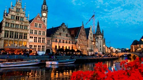 A colourful sunset in Gand Stock Footage 91355828