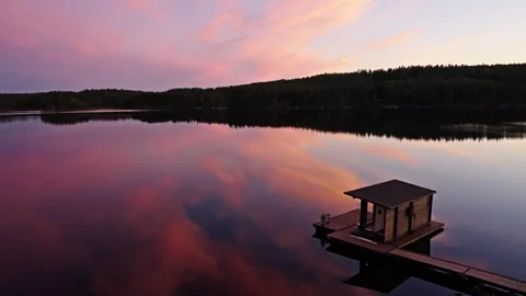 Colourful sunset on a lake Stock Footage 267622842