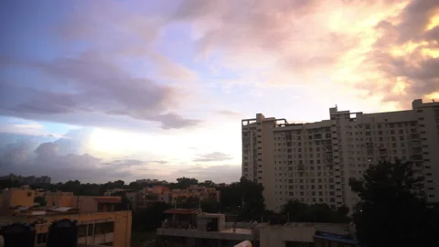 Colourful sunset over the city Stock Footage 201603500