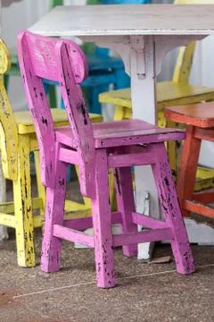 Colourful table and chairs Stock Photos