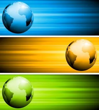 Colourful tech banners with globe. Vector design eps 10 Colourful tech ban... Stock Photos