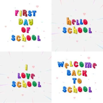 Colourful text, welcome back to school 스톡 일러스트