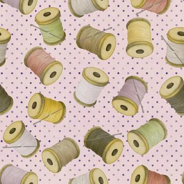 Colourful thread spools, seamless pattern Stock Illustration