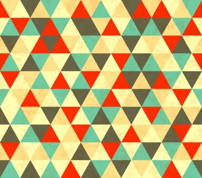 Colourful triangles retro seamless pattern Stock Illustration