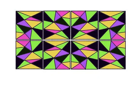 Colourful Triangular Stained Glass Mosaic Pattern Design Stock Illustration