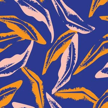 Colourful Tropical Leaf Seamless Pattern Design Stock Illustration