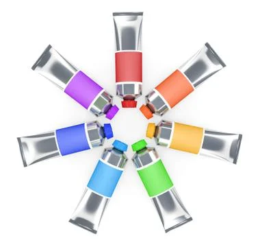 Colourful tubes of a paint Stock Illustration