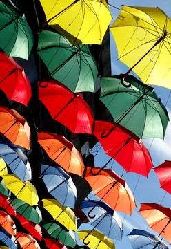Colourful umbrellas Foto stock