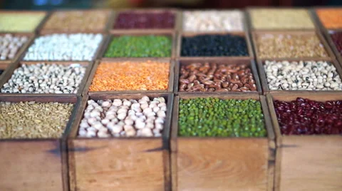 Colourful variety of beans. Multi grain protein food Stock Footage 60951764