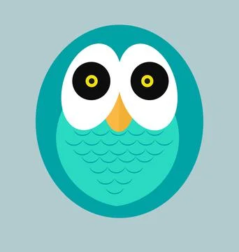 Colourful Vector Owl Illustration on a light gray background. Stock Illustration