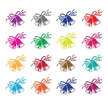 Colourful wedding bells set Illustrazione stock