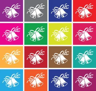 Colourful wedding bells set Stock Illustration