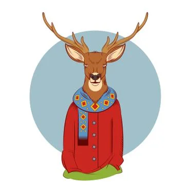 Colourful winter deer Stock Illustration