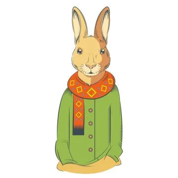 Colourful winter Hare Stock Illustration
