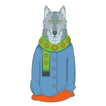 Colourful winter wolf Stock Illustration
