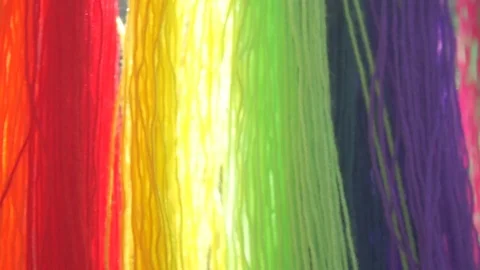 Colourful Wool Threads Blowing in the Wind Background Stock Footage 71478057