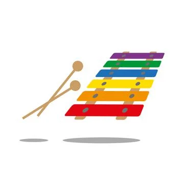 Colourful xylophone with mallets Stock Illustration