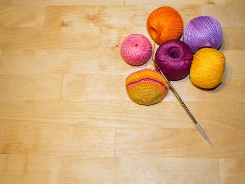 Colourful yarn for crocheting Stock Photos