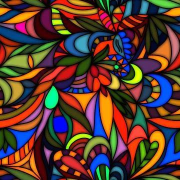 Colourful zentangle doodle seamless pattern. Stock Photos