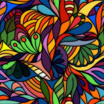 Colourful zentangle doodle seamless pattern. Stock Photos