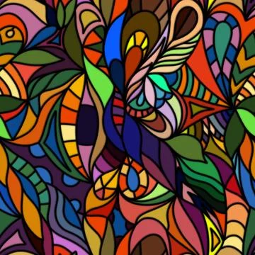 Colourful zentangle doodle seamless pattern. Stock Photos