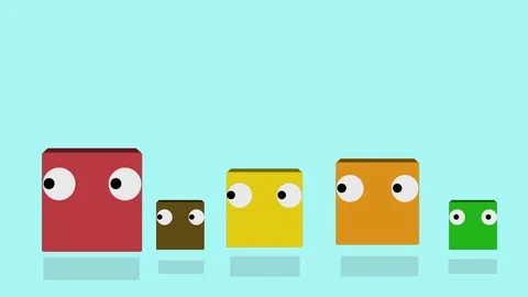 Colourfull animated cartoon characters jumping and rolling eyes Stock Footage 107310875