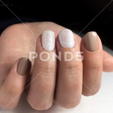 Colourfull manicure on hand Stock Photos