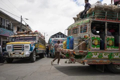 Colourfully decorated old buses called 'chivas' Stock Photos