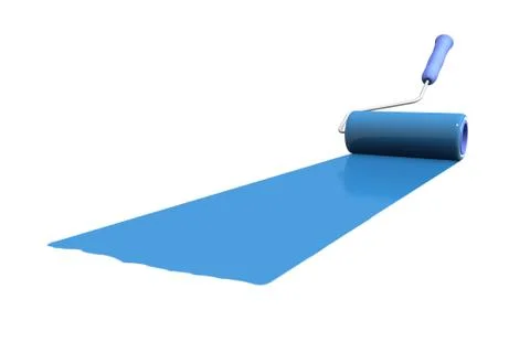 Colouring by a blue paint Stock Illustration