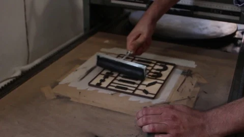 Colouring screenprinter with ink Stock Footage 101878866