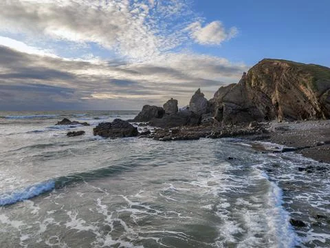 Colours before sunset on the Cornish coast 스톡 사진