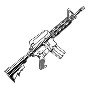 Colt AR 15 Model 733 Stock Illustration
