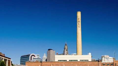 Colt Armory Smokestack Stock Footage 27846724