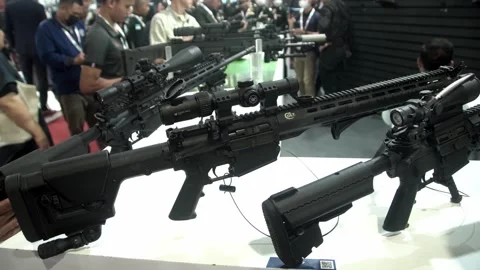 Colt firearms showcased Stock Footage 258364420