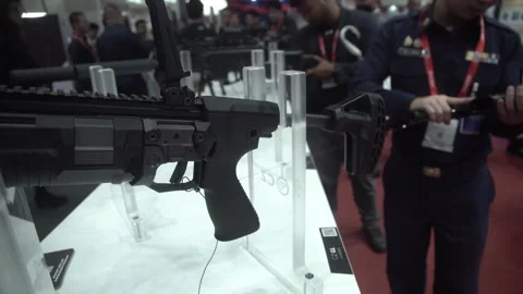 CoLt firearms showcased 스톡 동영상 340535399