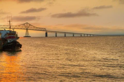 Columbia bridge sunset Stock Photos