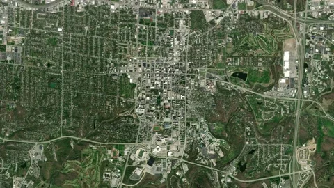 Columbia City Map Zoom (MO, USA) from Space to Earth (no pin, no text) Stock Footage 339747718