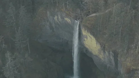 Columbia River Gorge Aerial Drone Latourell Falls Stock Footage