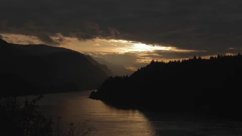 Columbia River Gorge sunset time lapse Stock Footage