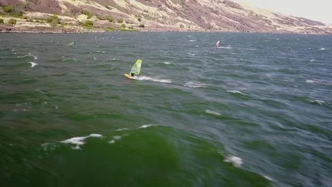 Columbia River Gorge windsurf drone 5 (OLD) 库存影片 79581460
