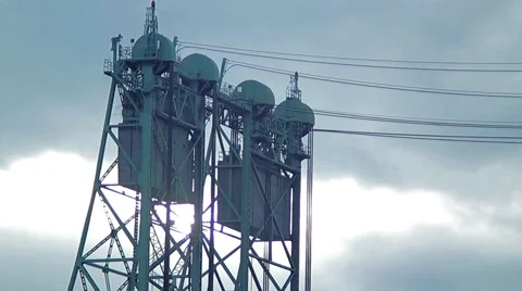 Columbia River Interstate-5 draw bridge counterweight and cables Stock Footage 57226633