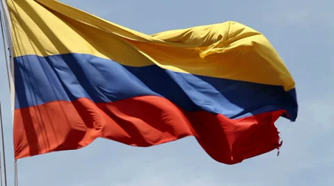 Columbian flag waving in the wind Stock Footage 39062578