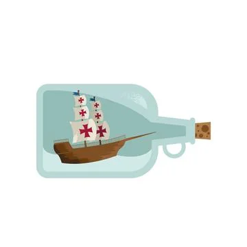 Columbus caravel in bottle Stock Illustration