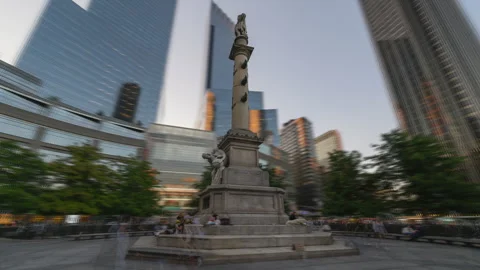 Columbus Circle Day to Night Hyperlapse Fast Stock Footage 251995692