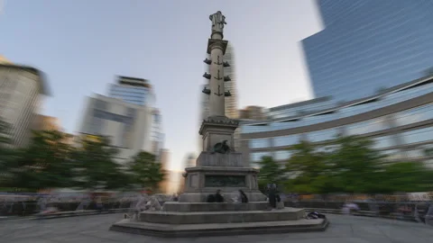 Columbus Circle Day to Night Variable Speed Hyperlapse Stock Footage 251995776